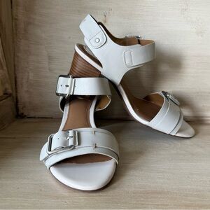 Women’s Clarks Artisan Ralene Dazzle Off White Block Heel Sandal Size 7.5